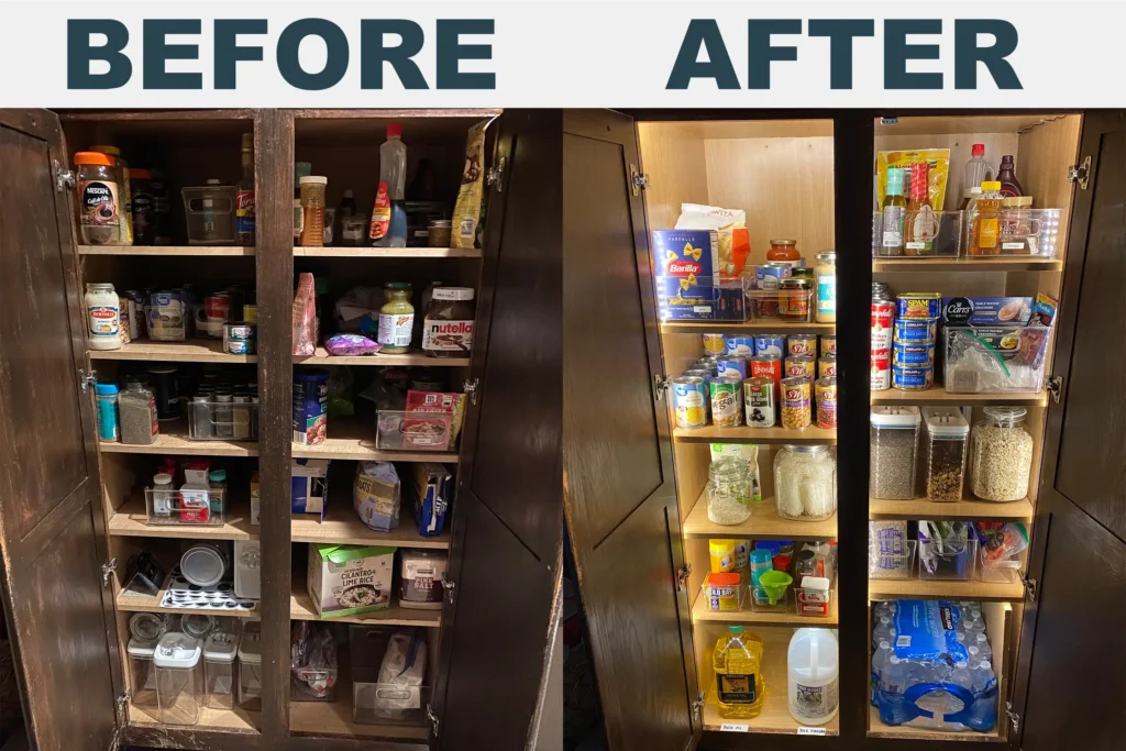 Automatic pantry lighting before and after